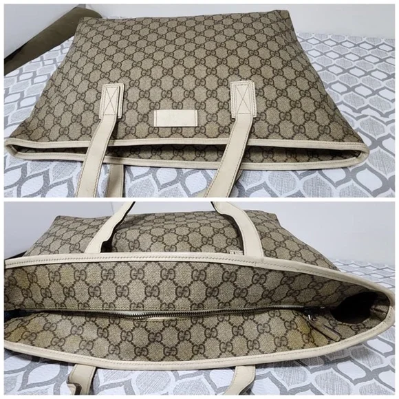 Authentic Gucci GG Supreme Tote Bag Brown/Off-White - Picture 15 of 16